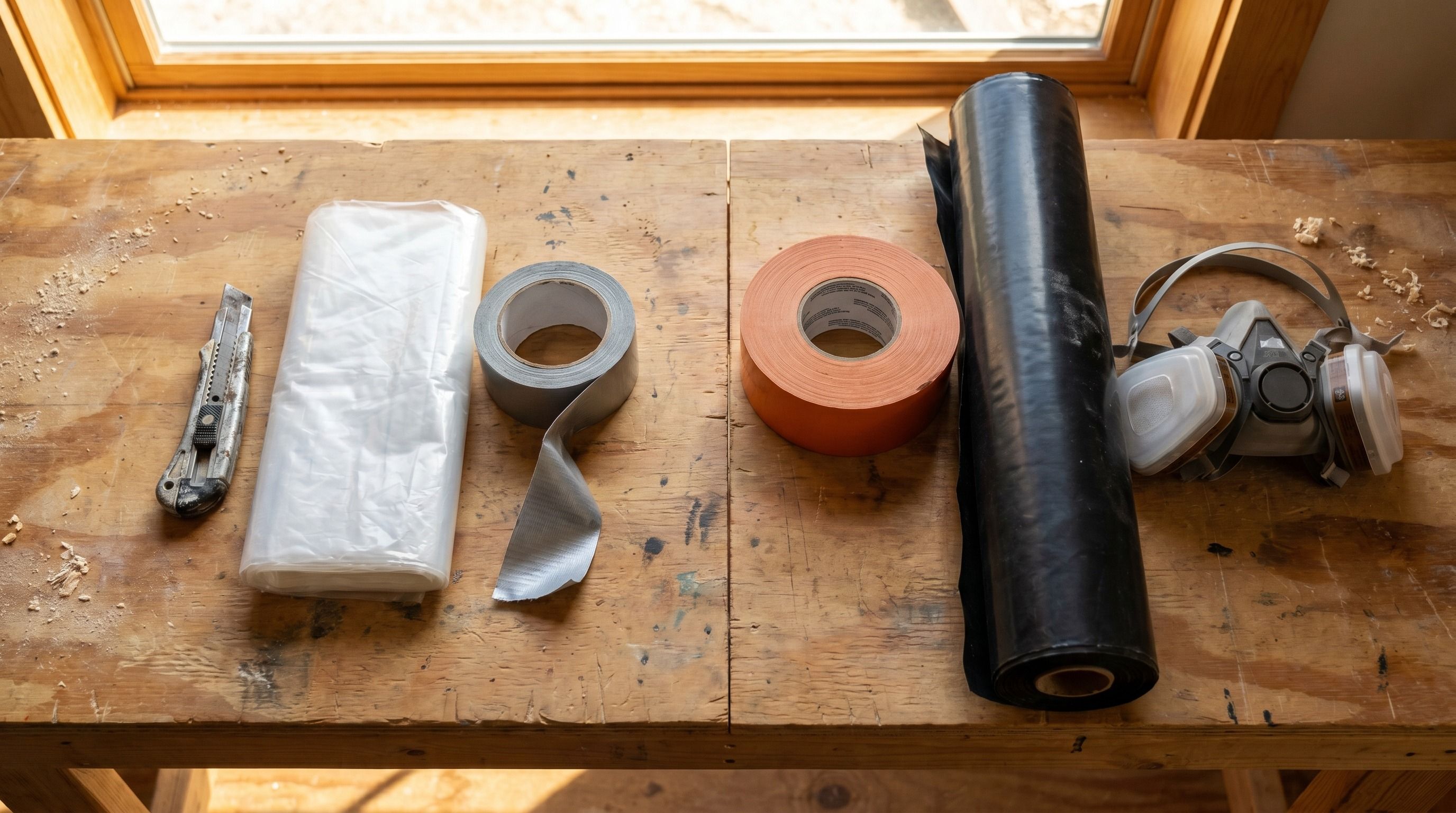 DIY tools on left versus professional contractor tools on right for crawl space encapsulation